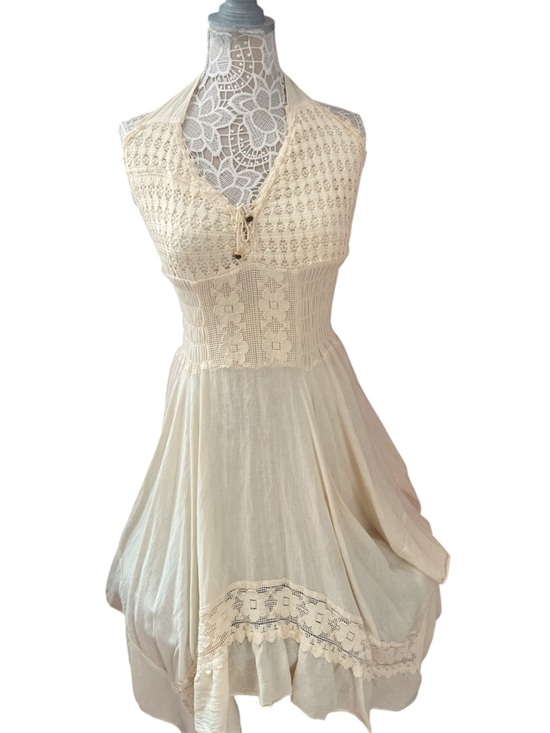 Island Escape Dresses & Skirts - Island Escape Strapless Crochet Halter Dress in Cream